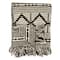 Bloomingville Black &#x26; Beige Woven Cotton Blend Throw Blanket with Fringe